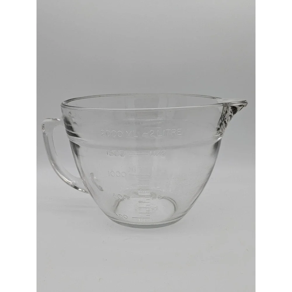 Anchor Hocking 2 Qt 8 Cup Glass Measuring Cup Mixing Bowl 2000mL Pour Spout USA